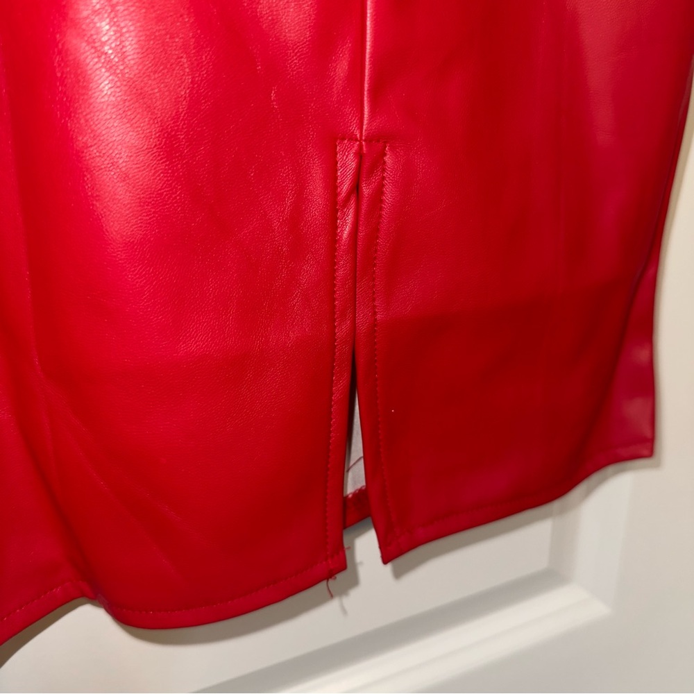 SHEIN Red Faux Leather Pencil Skirt - Picture 5 of 14